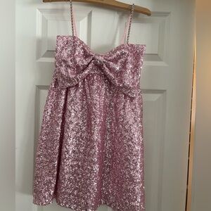 Altar'd State Pink Sequin Bow Dress